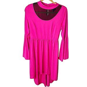 Hot Topic High Low Flare Sleeve Mini Dress Hot Pink Size Medium